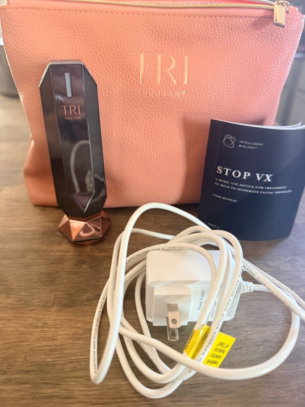 TRI STOP VX Facial Device with Coral Pink Travel Pouch